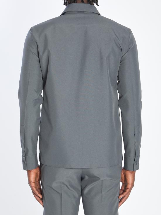 25FW 구찌 울 개버딘 클램프 슬림 셔츠 841624 GREY - GUCCI