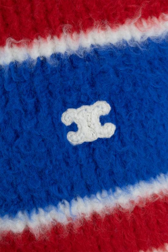 25FW 셀린느 폴로 스웨터 브러쉬드 스트라이프 RY0FQ0ZQJ0 GBT8 BLUE RED ECRU - CELINE