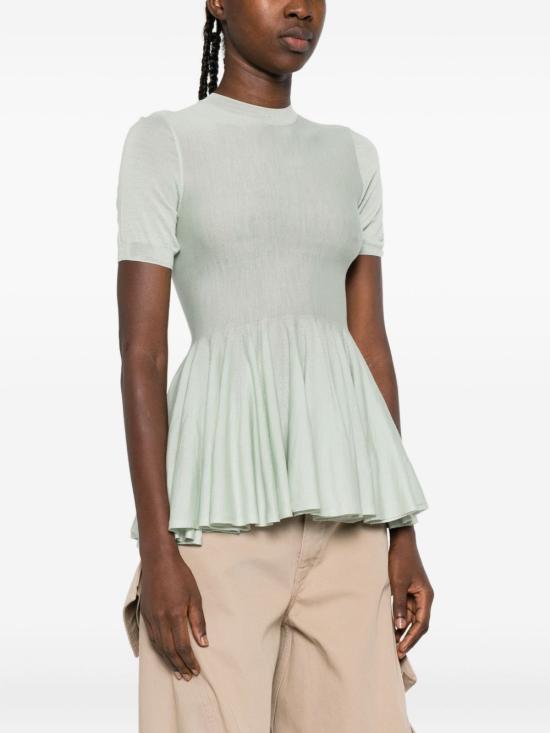 25FW 알라이아 메리노 율 페플럼 탑 AA9H1235M922B 605 Verde chiaro - ALAIA