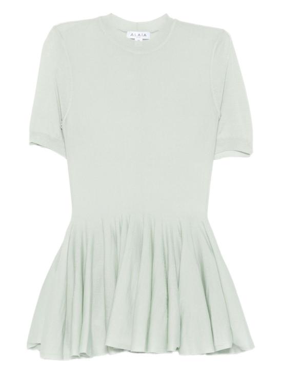 25FW 알라이아 메리노 율 페플럼 탑 AA9H1235M922B 605 Verde chiaro