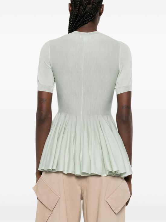 25FW 알라이아 메리노 율 페플럼 탑 AA9H1235M922B 605 Verde chiaro - ALAIA