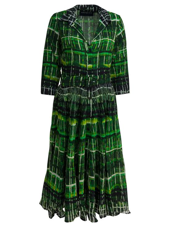 25FW 사만다 성 롱 원피스 ASTERWATERCOLOR PLAID GREEN Green