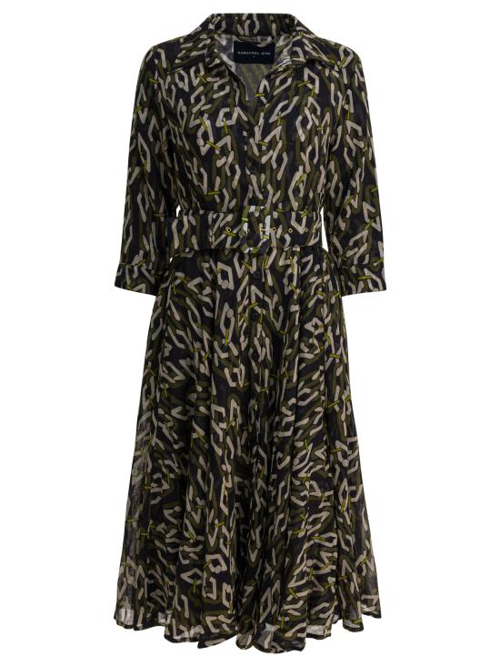 25FW 사만다 성 롱 원피스 ASTERMULTI CHAIN BIG DARK BLACK OLIVE GREEN Green