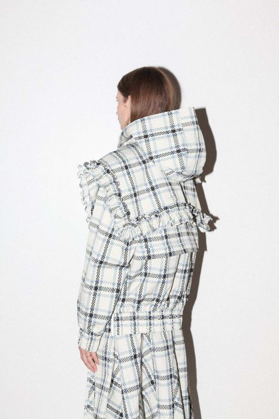  케이코 머플러/스카프 Kk Co 격자 무늬 후드 칼라 Ecru 격자 무늬 - KKCO