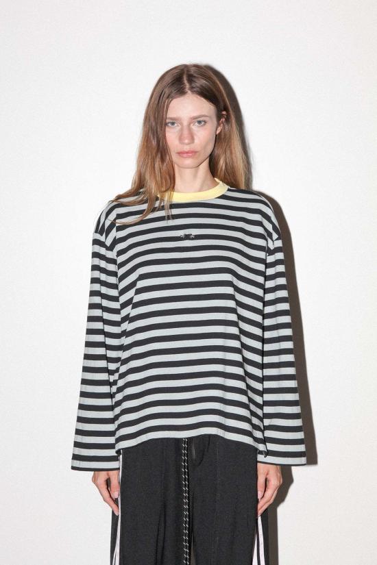  케이코 긴팔 티셔츠 KK Co 피어싱 롱슬리브 박스 티셔츠 스카이 & 미드나잇