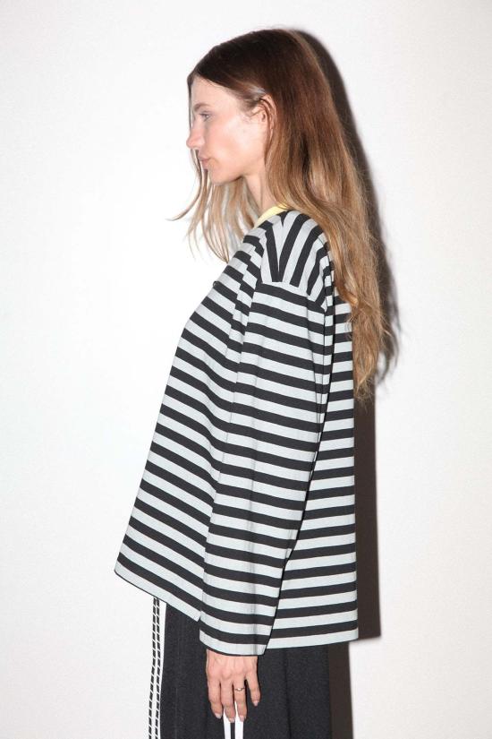  케이코 긴팔 티셔츠 KK Co 피어싱 롱슬리브 박스 티셔츠 스카이 & 미드나잇 - KKCO