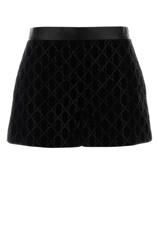 25FW 구찌 엠브로이더드 코튼 벨벳 숏팬츠 835784ZJV75 1000 Black