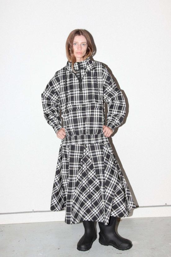  케이코 미디 스커트 KK Co 플레드 피크 스커트 블랙 플레드 - KKCO