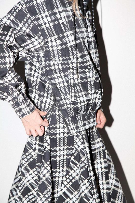  케이코 자켓 KK Co 플레이드 트레일 더블 모크넥 탑 블랙 플레이드 - KKCO