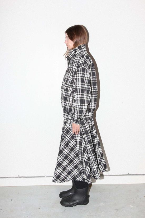  케이코 자켓 KK Co 플레이드 트레일 더블 모크넥 탑 블랙 플레이드 - KKCO