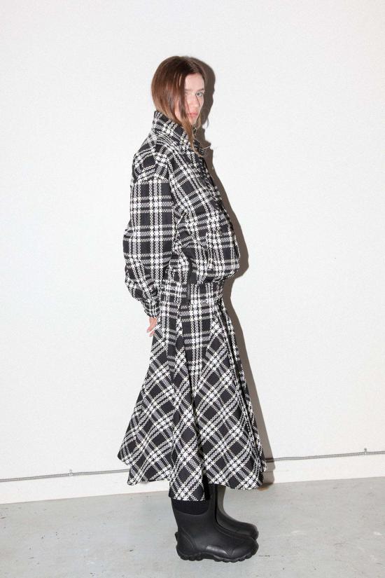  케이코 자켓 KK Co 플레이드 트레일 더블 모크넥 탑 블랙 플레이드 - KKCO