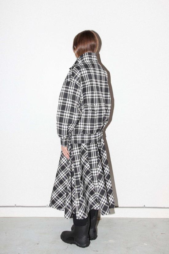  케이코 자켓 KK Co 플레이드 트레일 더블 모크넥 탑 블랙 플레이드 - KKCO