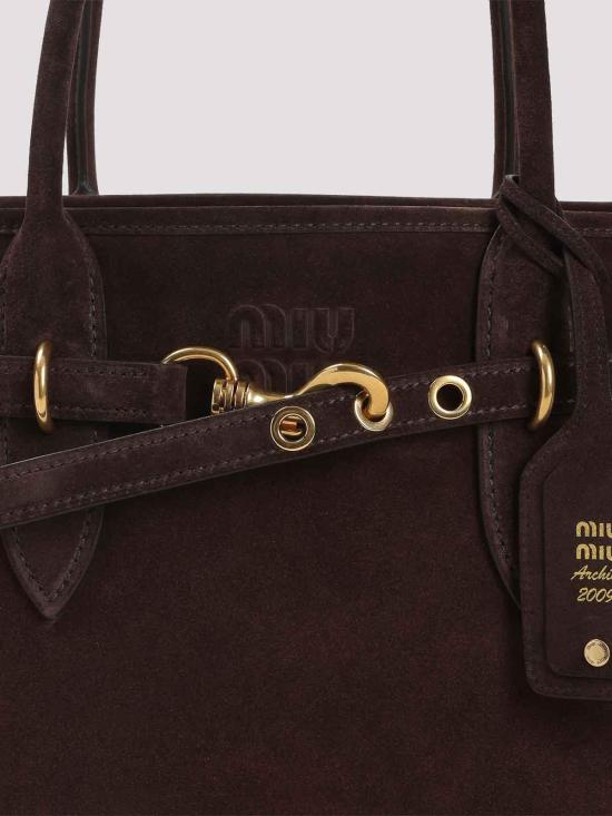 25FW 미우미우 토트백 5BG310VOOO2CSSF0003 Dark Brown - MIU MIU