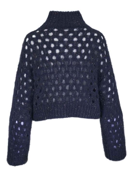 25FW 브루넬로 쿠치넬리 오픈 터틀넥 스웨터 MNA326504CKS70 Blue - BRUNELLO CUCINELLI