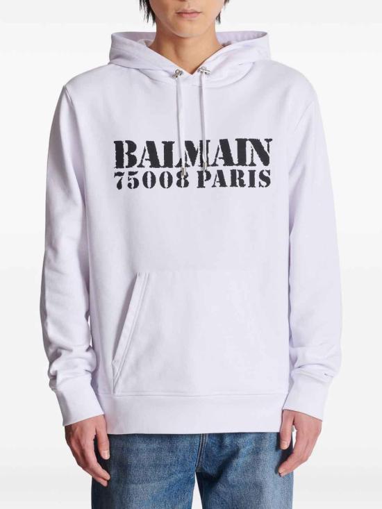  발망 후드 티셔츠 FH1JT047BD04GAB White - BALMAIN