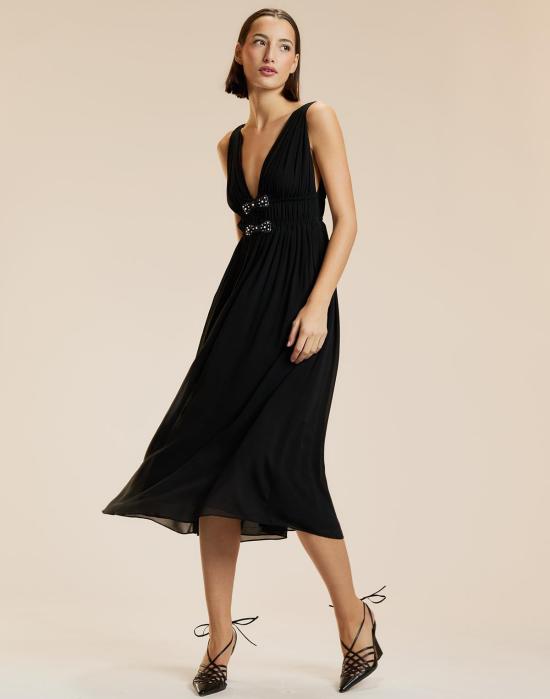  신시아 로리 미디 원피스 신시아 로울리 아멜리 실크 미디 드레스 블랙 - CYNTHIA ROWLEY
