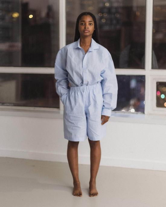  베이스레인지 숏팬츠 클로드 반바지 색소폰 블루 - BASERANGE