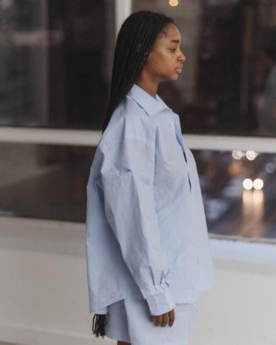  베이스레인지 셔츠 클로드 셔츠 색소폰 블루 - BASERANGE