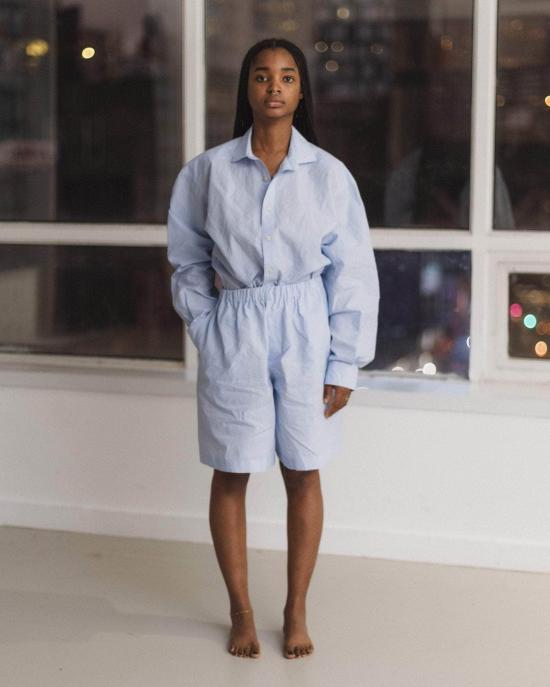  베이스레인지 셔츠 클로드 셔츠 색소폰 블루 - BASERANGE