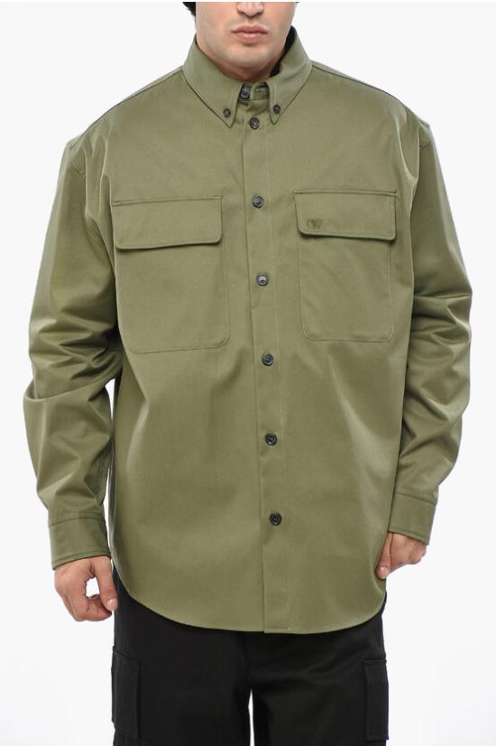  오프화이트 긴팔 셔츠 OMES009F24FAB001 5858 Green