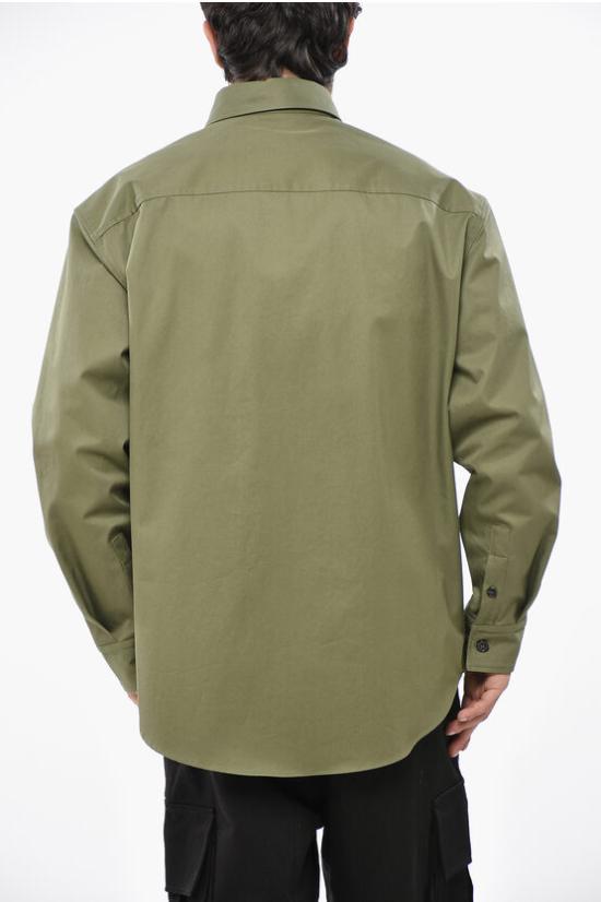  오프화이트 긴팔 셔츠 OMES009F24FAB001 5858 Green - OFF WHITE