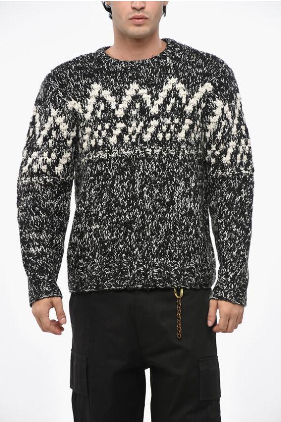  울리치 스웨터 CMWOKNT302MRTD0015BLW Black White