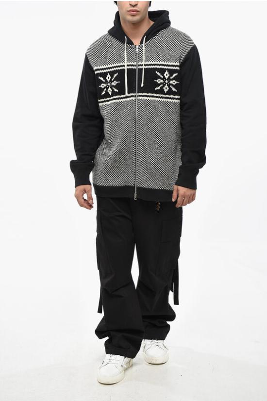  준야 와타나베 꼼데가르송 후드 티셔츠 WNT901100BLKXBLKOFFW Black White - JUNYA WATANABE COMME DES GARCONS