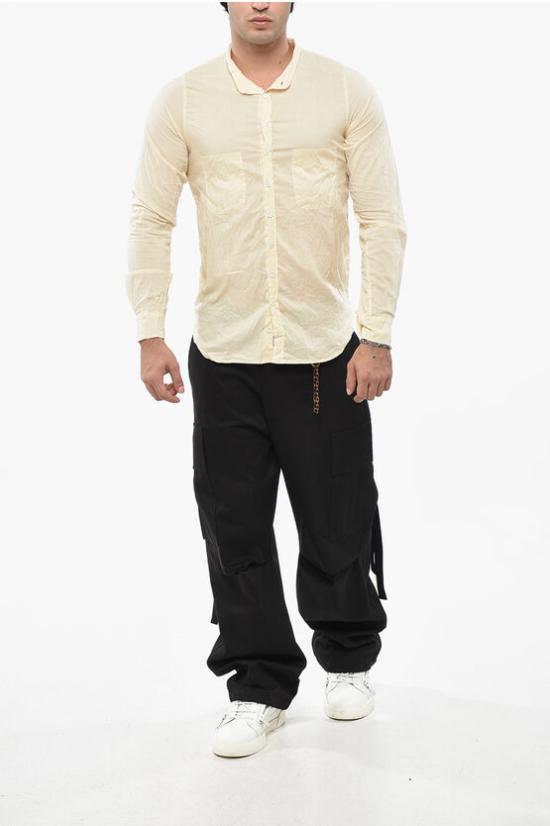  폴하든 긴팔 셔츠 COLLARLESS SHIRT CREAM N Beige - PAUL HARNDEN