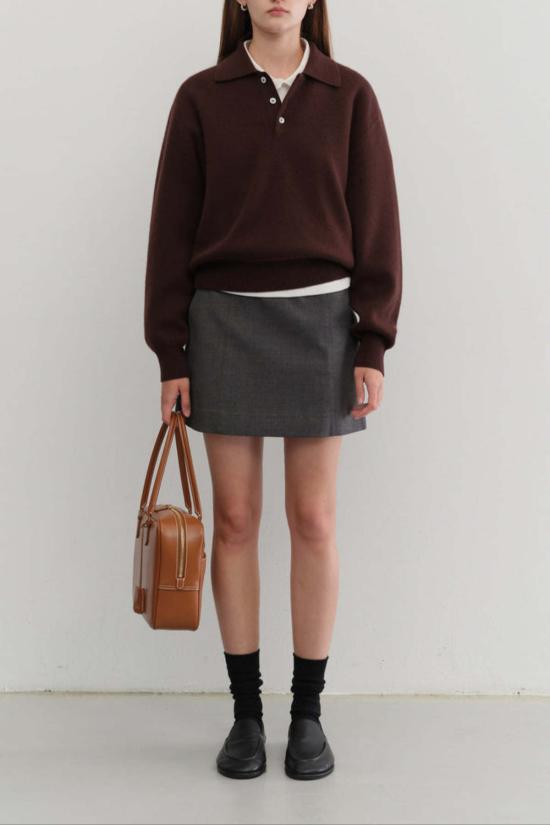  던스트 숏 스커트 우븐 미니 스커트 차콜 그레이 - DUNST