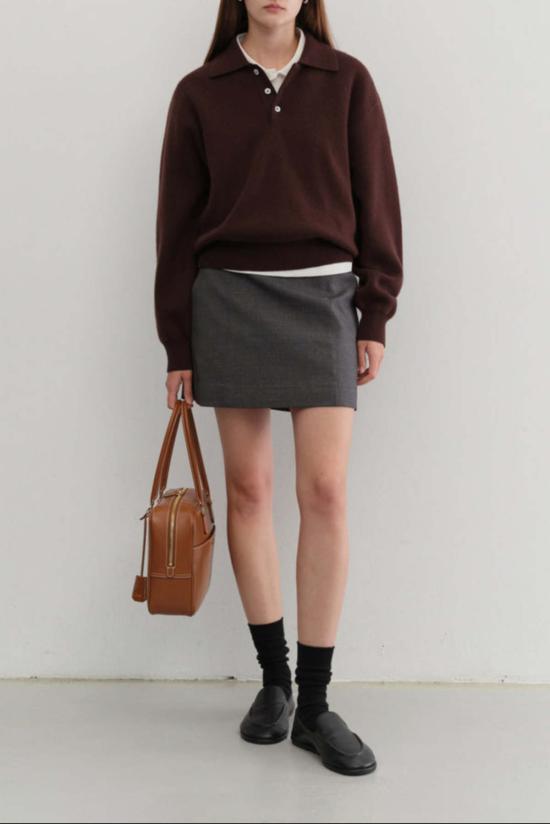  던스트 숏 스커트 우븐 미니 스커트 차콜 그레이 - DUNST