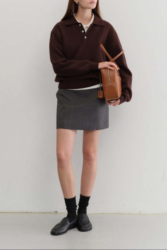  던스트 숏 스커트 우븐 미니 스커트 차콜 그레이 - DUNST