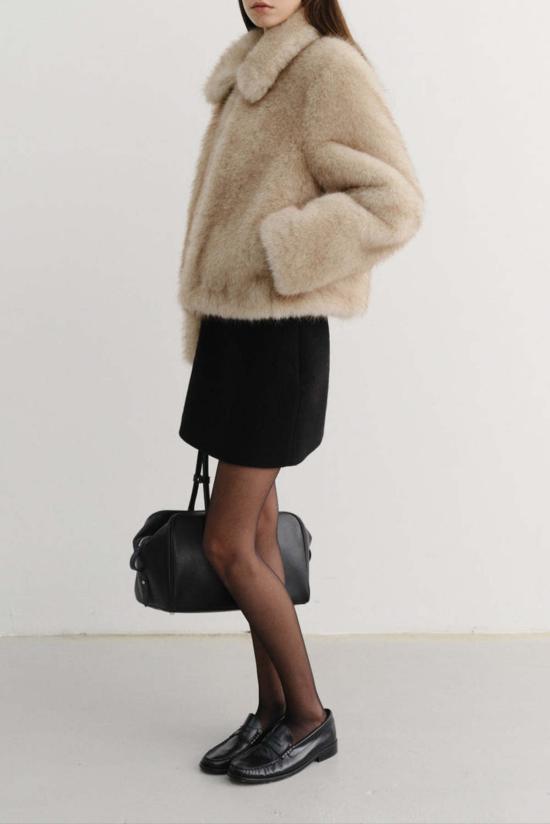  던스트 숏 스커트 울 미니 스커트 블랙 - DUNST