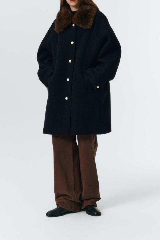  던스트 코트 부클 울 하프  다크 네이비 - DUNST