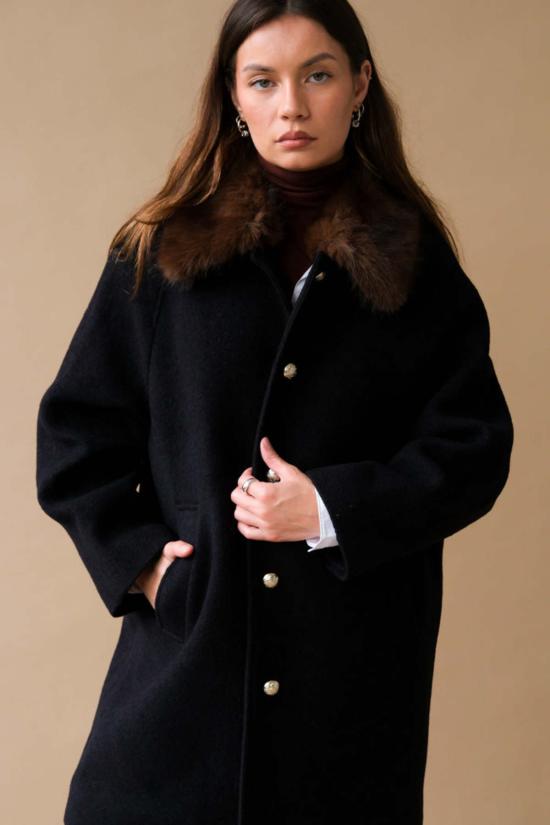  던스트 코트 부클 울 하프  다크 네이비 - DUNST