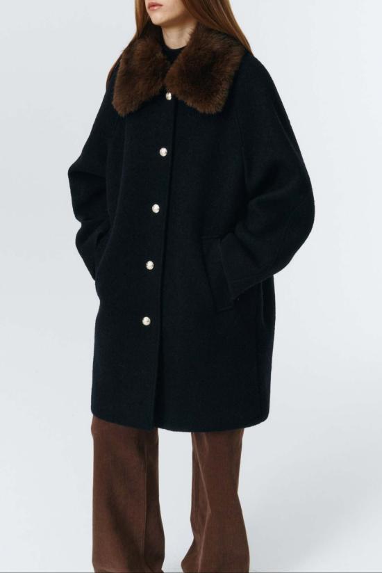  던스트 코트 부클 울 하프  다크 네이비 - DUNST