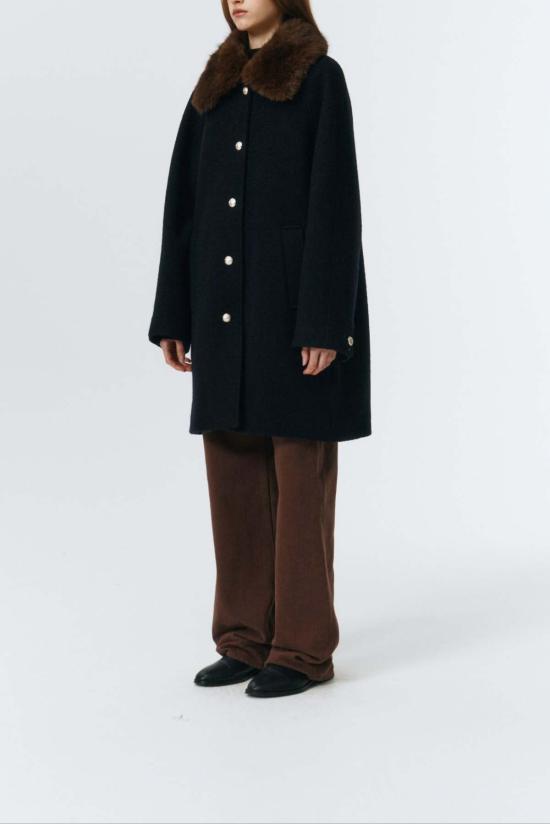  던스트 코트 부클 울 하프  다크 네이비 - DUNST