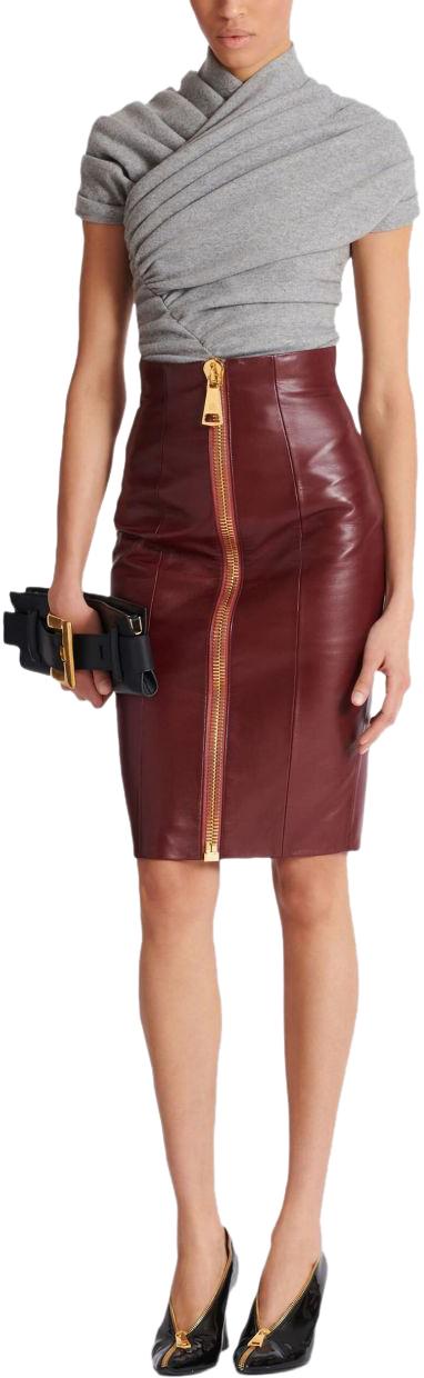 25FW 발망 미디 스커트 FF0LC266LD633AR PURPLE - BALMAIN