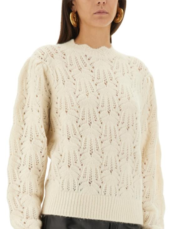 25FW 이자벨마랑에뚜왈 레이스 니트 퍼프 슬리브 크루넥 스웨터 PU0727FA C3L08E23EC Neutrals - ISABEL MARANT ETOILE