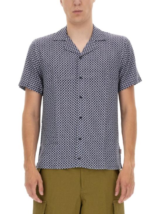  올레바 브라운 반팔 셔츠 276138 NAVY WHITE Grey