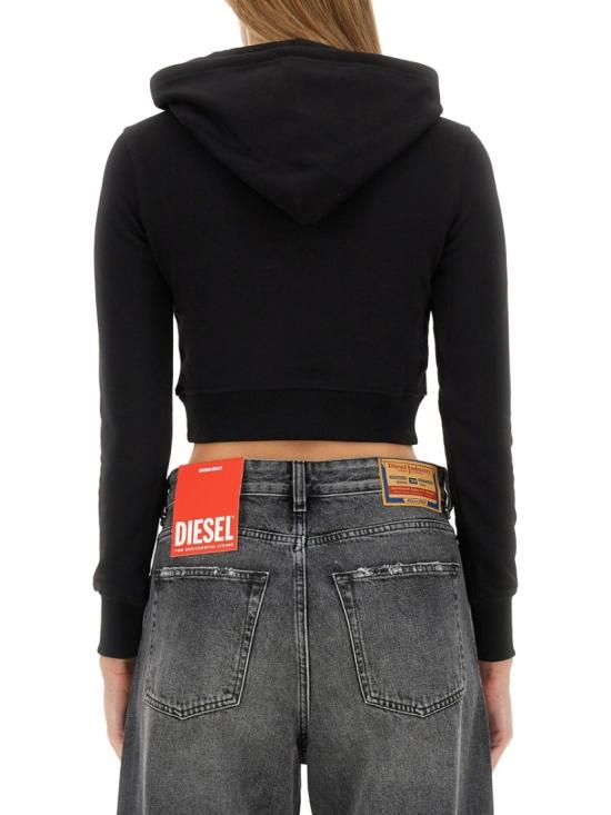 25FW 디젤 F 슬리미 후드 Od 컷 아웃 로고 크롭 후드티셔츠 A15714 0GRAC9XX Black - DIESEL