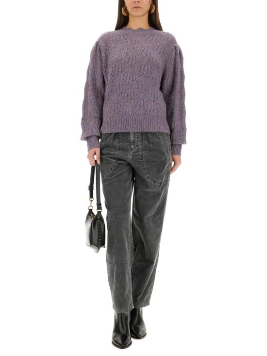 25FW 이자벨마랑에뚜왈 레이스 니트 퍼프 슬리브 크루넥 스웨터 PU0727FA C3L08EMUBU Grey - ISABEL MARANT ETOILE