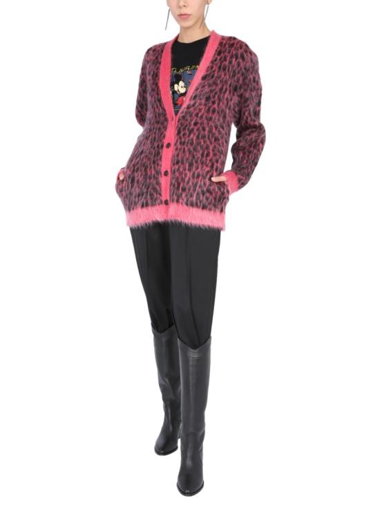  생로랑 레오파드 니트 가디건 633897 YATA25860 Pink - SAINT LAURENT