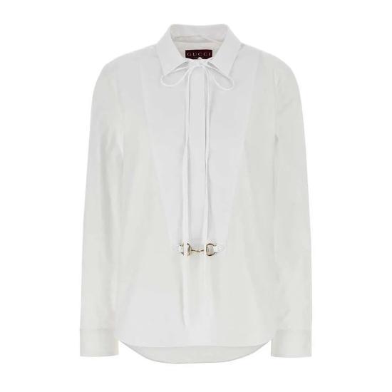 25FW 구찌 스빗 타이 넥 셔츠 831912Z8B2P White