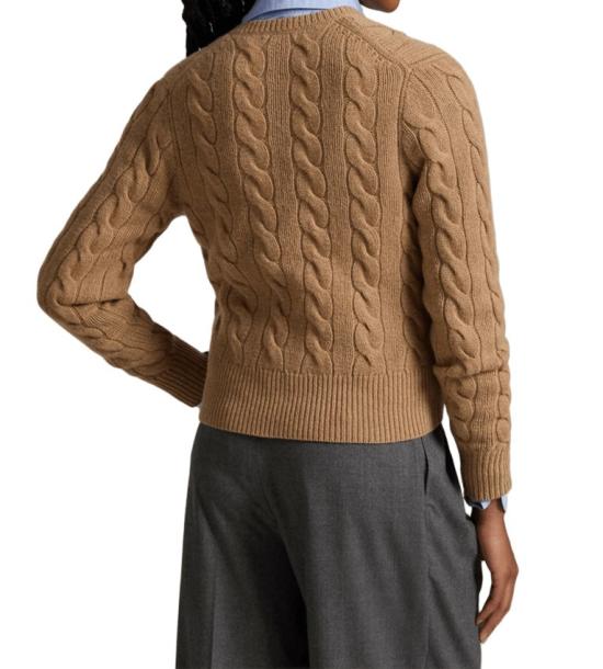 25FW 폴로 랄프로렌 로고 자수 크루넥 가디건 211972104 Brown - POLO RALPH LAUREN