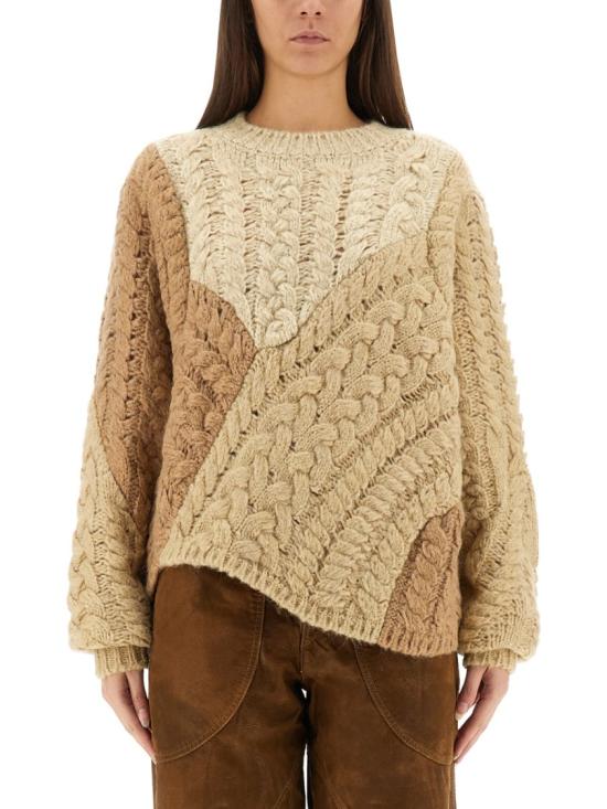 25FW 이자벨마랑에뚜왈 DARYL 케이블 니트 패치워크 스웨터 PU0701FA C3L04E90BE Brown