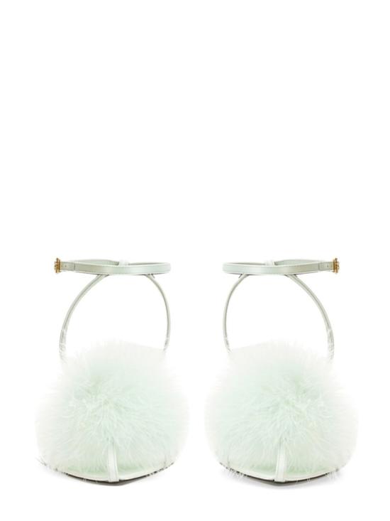  생로랑 크레이프 새틴 페더 메이 뮬 718301 1UU003917 White - SAINT LAURENT