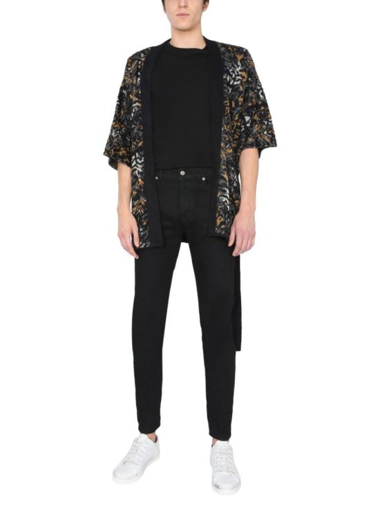  생로랑 레오파드 니트 숏 슬리브 가디건 644663 YAWU21026 Black - SAINT LAURENT