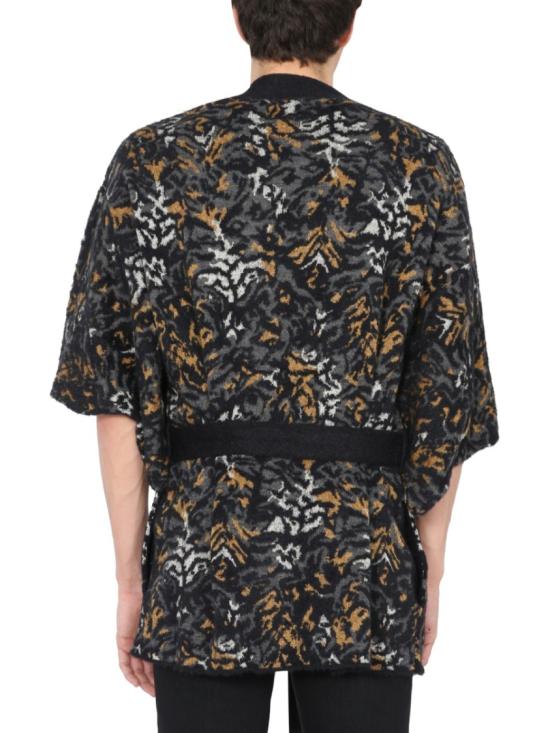  생로랑 레오파드 니트 숏 슬리브 가디건 644663 YAWU21026 Black - SAINT LAURENT