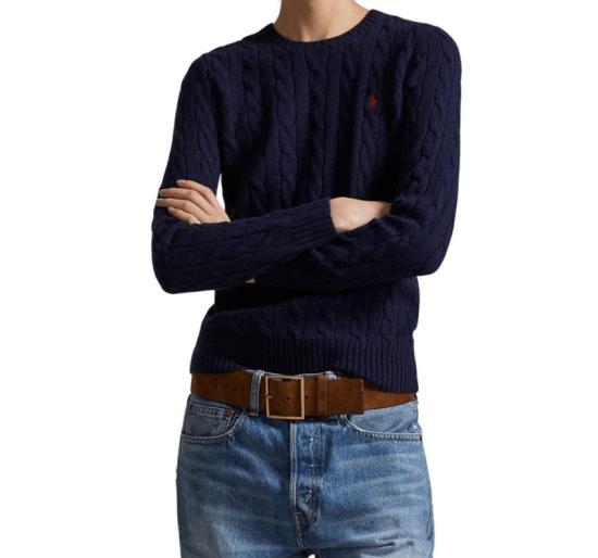 25FW 폴로 랄프로렌 폴로 자수 케이블 니트 스웨터 211971865 Black - POLO RALPH LAUREN