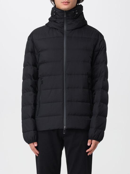 25FW 엠포리오 아르마니 자카드 로고 레터링 퀼팅 나일론 후디드 자켓 자카드 로고 레터링 퀼팅 나일론 후디드  EM003043AF15384 UC001 Black